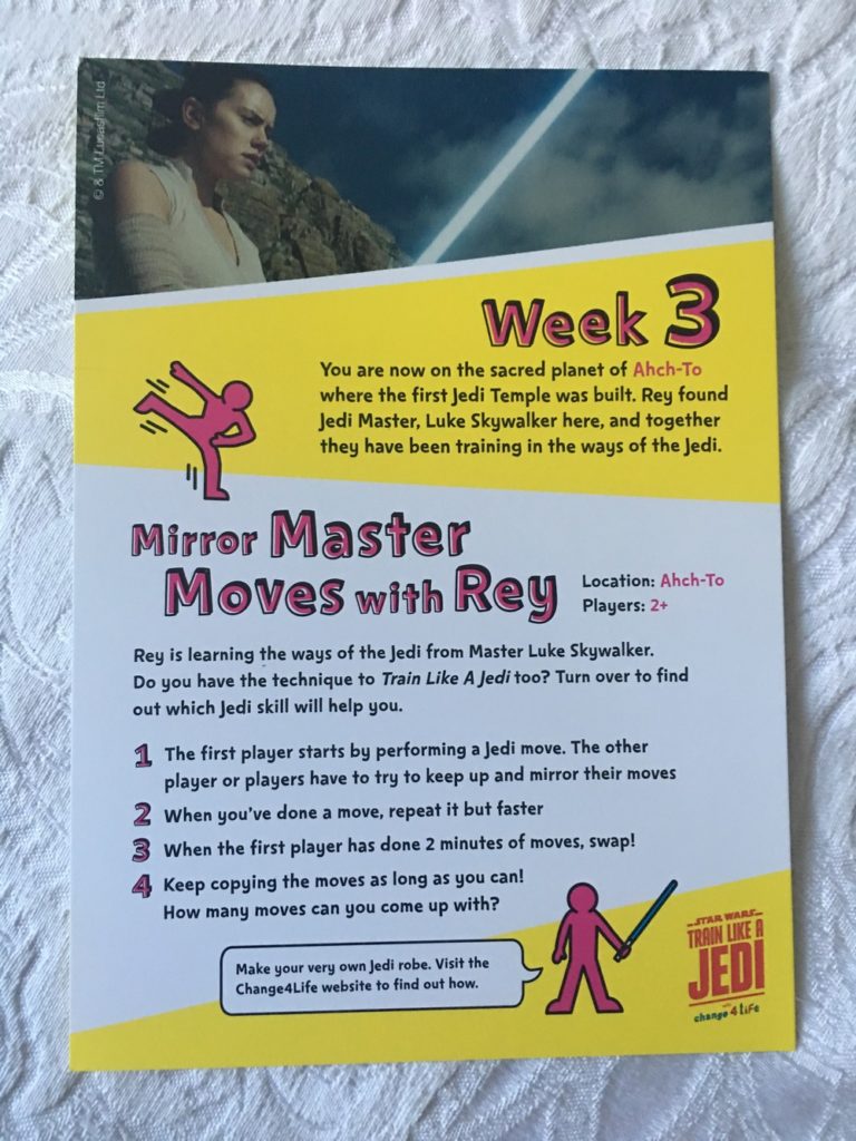 Train like a Jedi take home packs, now sent out to schools! Fantha