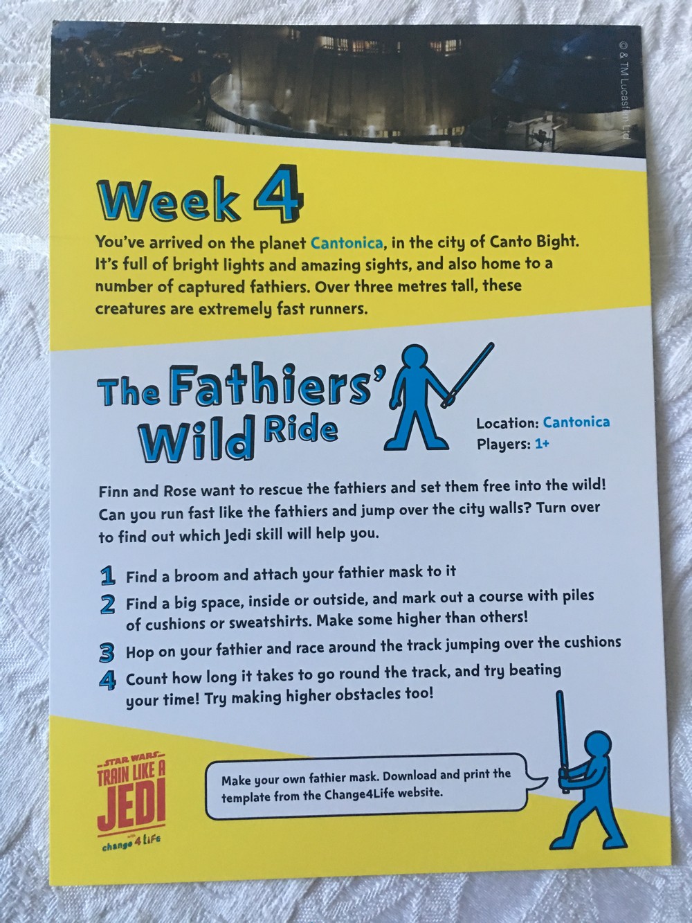 Train like a Jedi take home packs, now sent out to schools! Fantha