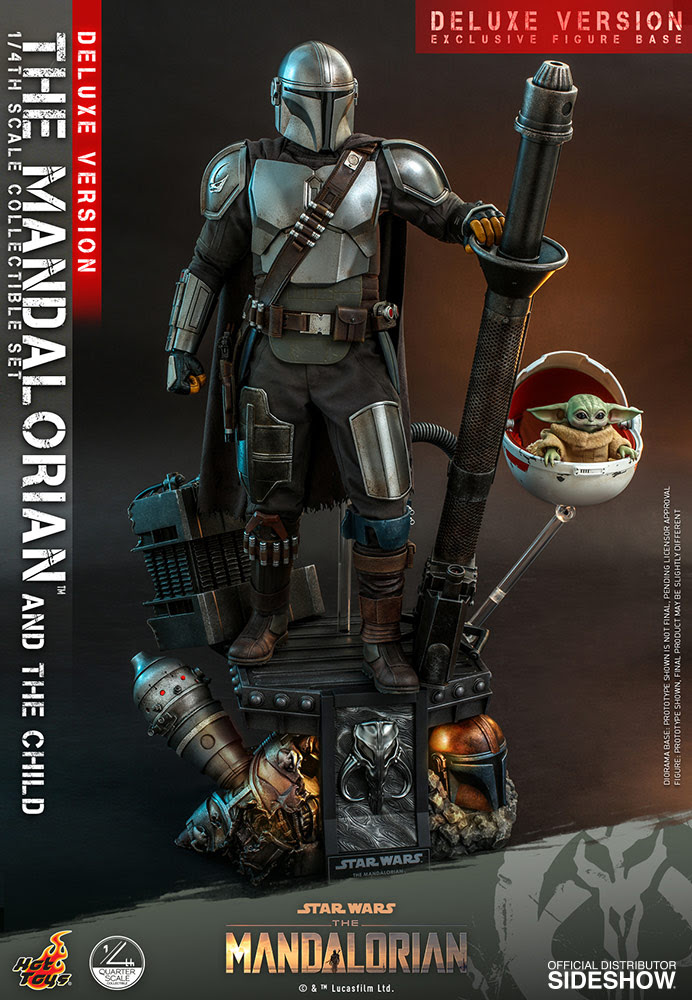 Sideshow First Look Hot Toys Mandalorian and The Child / Grogu Quarter Scale Deluxe Figure